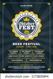 Oktoberfest beer festival celebration. Typography poster or flyer template for beer party. Vector illustration