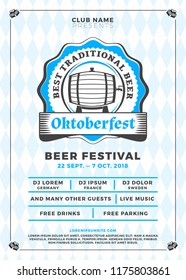 Oktoberfest beer festival celebration. Typography poster or flyer template for beer party. Vector illustration