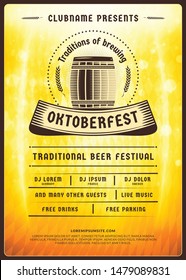 Oktoberfest beer festival celebration. Typography poster or flyer template for beer party. Vintage beer label