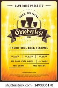 Oktoberfest beer festival celebration. Typography poster or flyer template for beer party. Vintage beer label