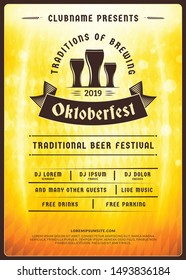 Oktoberfest beer festival celebration. Typography poster or flyer template for beer party. Vintage beer label
