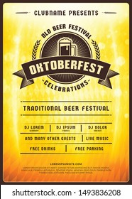 Oktoberfest beer festival celebration. Typography poster or flyer template for beer party. Vintage beer label