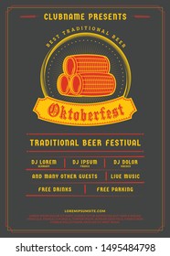 Oktoberfest beer festival celebration. Typography poster or flyer template for beer party. Vintage beer label