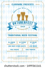 Oktoberfest beer festival celebration. Typography poster or flyer template for beer party. Vector illustration