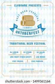 Oktoberfest beer festival celebration. Typography poster or flyer template for beer party. Vector illustration