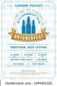 Oktoberfest beer festival celebration. Typography poster or flyer template for beer party. Vector illustration