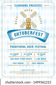 Oktoberfest beer festival celebration. Typography poster or flyer template for beer party. Vector illustration