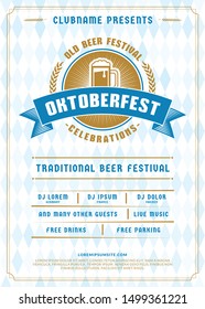 Oktoberfest beer festival celebration. Typography poster or flyer template for beer party. Vector illustration
