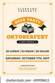 Oktoberfest beer festival celebration. Typography poster or flyer template for beer party
