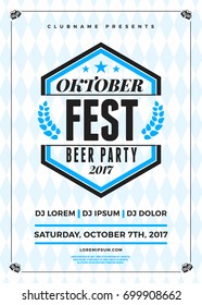 Oktoberfest beer festival celebration. Typography poster or flyer template for beer party