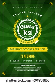 Oktoberfest beer festival celebration. Typography poster or flyer template for beer party