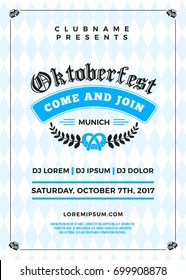 Oktoberfest beer festival celebration. Typography poster or flyer template for beer party