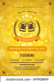 Oktoberfest beer festival celebration. Typography poster or flyer template for beer party