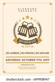 Oktoberfest beer festival celebration. Typography poster or flyer template for beer party
