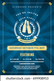 Oktoberfest beer festival celebration. Typography poster or flyer template for beer party