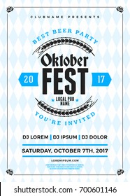 Oktoberfest beer festival celebration. Typography poster or flyer template for beer party