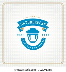 Oktoberfest beer festival celebration vintage greeting card or poster and checkered background vector illustration. Oktoberfest beer festival celebration vintage greeting card or poster and checkered background vector illustration.