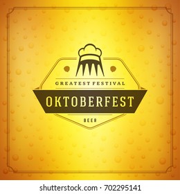 Oktoberfest beer festival celebration vintage greeting card or poster and beer background vector illustration.
