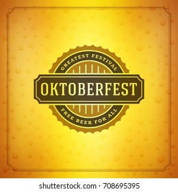 Oktoberfest beer festival celebration vintage greeting card or poster and beer background vector illustration.