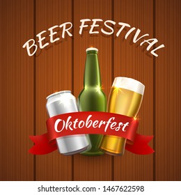 Oktoberfest beer festival, Celebratory cover of the event. Vector illustration