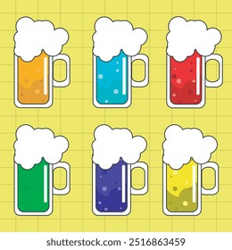 Oktoberfest beer festival collection. Beer glass, flag, beer, wheat, hop cone, barrel. Vector illustration for October celebrations in Germany