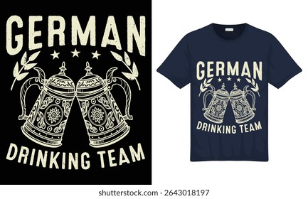 Oktoberfest Beer Festival Day Quotes German Drinking Team Retro-vintage Graphic T-Shirts Design with  vector illustration Template. print for shirt, poster, gift, banner, card, sticker and pod.