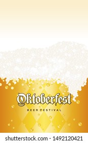 Oktoberfest Beer festival beer drops and foam lettering typography poster background template