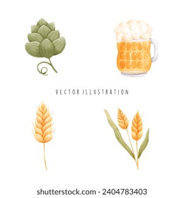 Oktoberfest, Beer Festival Element. Watercolor style vector illustration