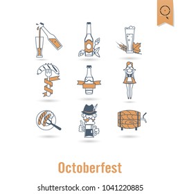 Oktoberfest Beer Festival. Flat design style. Vector