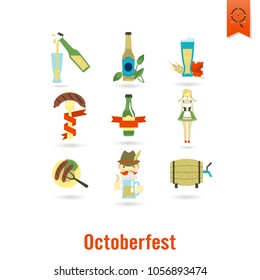 Oktoberfest Beer Festival. Flat design style. Vector