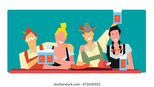 Oktoberfest beer festival in Germany vector illustration.