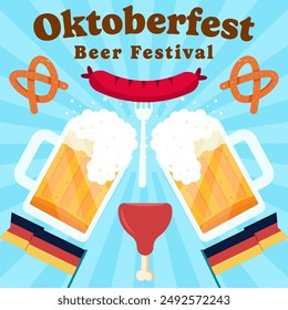 oktoberfest beer festival illustration in flat style design