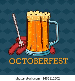 Oktoberfest beer festival. Illustration or poster for feast.