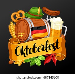 Oktoberfest beer festival. Illustration or poster for feast.