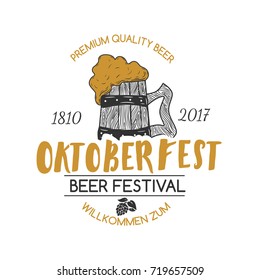 Oktoberfest beer festival label.Vector illustration.