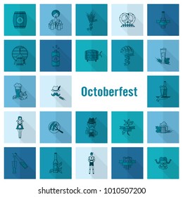 Oktoberfest Beer Festival. Long Shadow. Flat design style. Vector