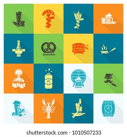 Oktoberfest Beer Festival. Long Shadow. Flat design style. Vector