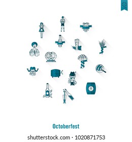 Oktoberfest Beer Festival. Long Shadow. Flat design style. Vector