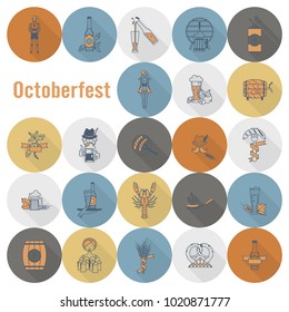 Oktoberfest Beer Festival. Long Shadow. Flat design style. Vector
