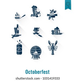 Oktoberfest Beer Festival. Long Shadow. Flat design style. Vector