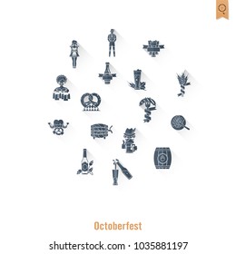 Oktoberfest Beer Festival. Long Shadow. Flat design style. Vector