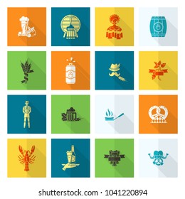 Oktoberfest Beer Festival. Long Shadow. Flat design style. Vector
