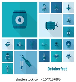 Oktoberfest Beer Festival. Long Shadow. Flat design style. Vector