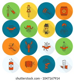 Oktoberfest Beer Festival. Long Shadow. Flat design style. Vector