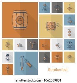 Oktoberfest Beer Festival. Long Shadow. Flat design style. Vector