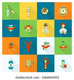 Oktoberfest Beer Festival. Long Shadow. Flat design style. Vector