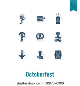 Oktoberfest Beer Festival. Long Shadow. Flat design style. Vector