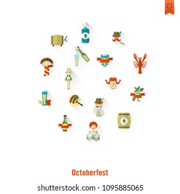 Oktoberfest Beer Festival. Long Shadow. Flat design style. Vector
