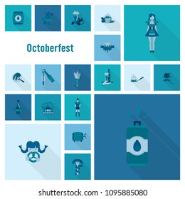 Oktoberfest Beer Festival. Long Shadow. Flat design style. Vector