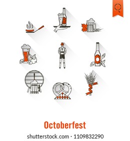 Oktoberfest Beer Festival. Long Shadow. Flat design style. Vector